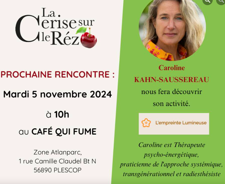 <a href='https://lempreintelumineuse.com/mardi-5-novembre-a-plescop-la-puissance-des-soins-energetiques-avec-la-medecine-de-lame/'>Mardi 5 novembre à Plescop - La puissance des soins énergétiques avec la médecine de l'âme</a>